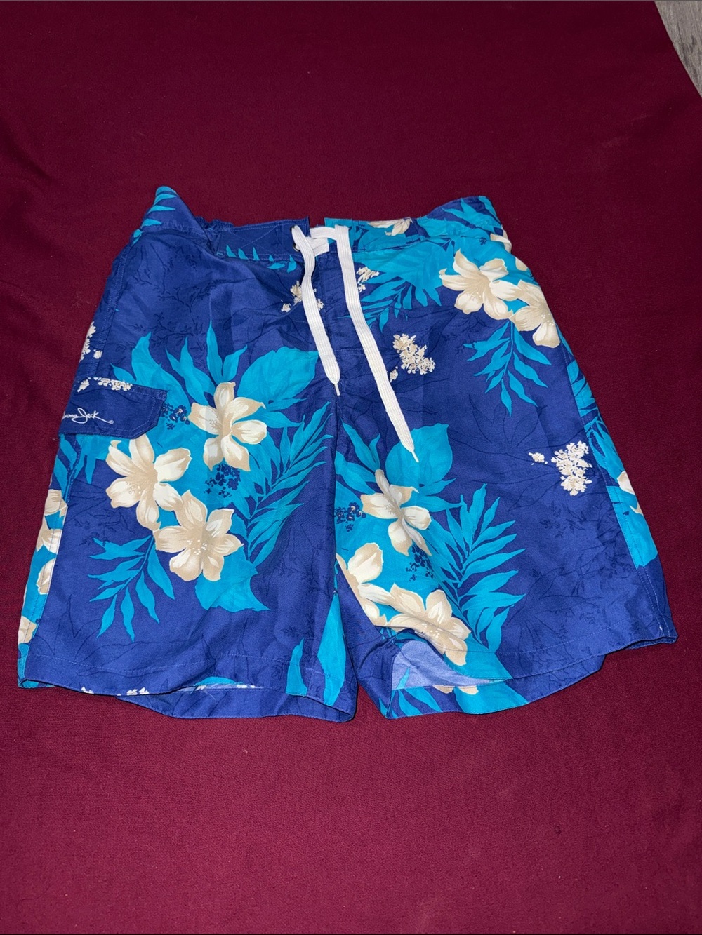 Panama Jack Blue Floral Hybrid Shorts with Cream Flowers